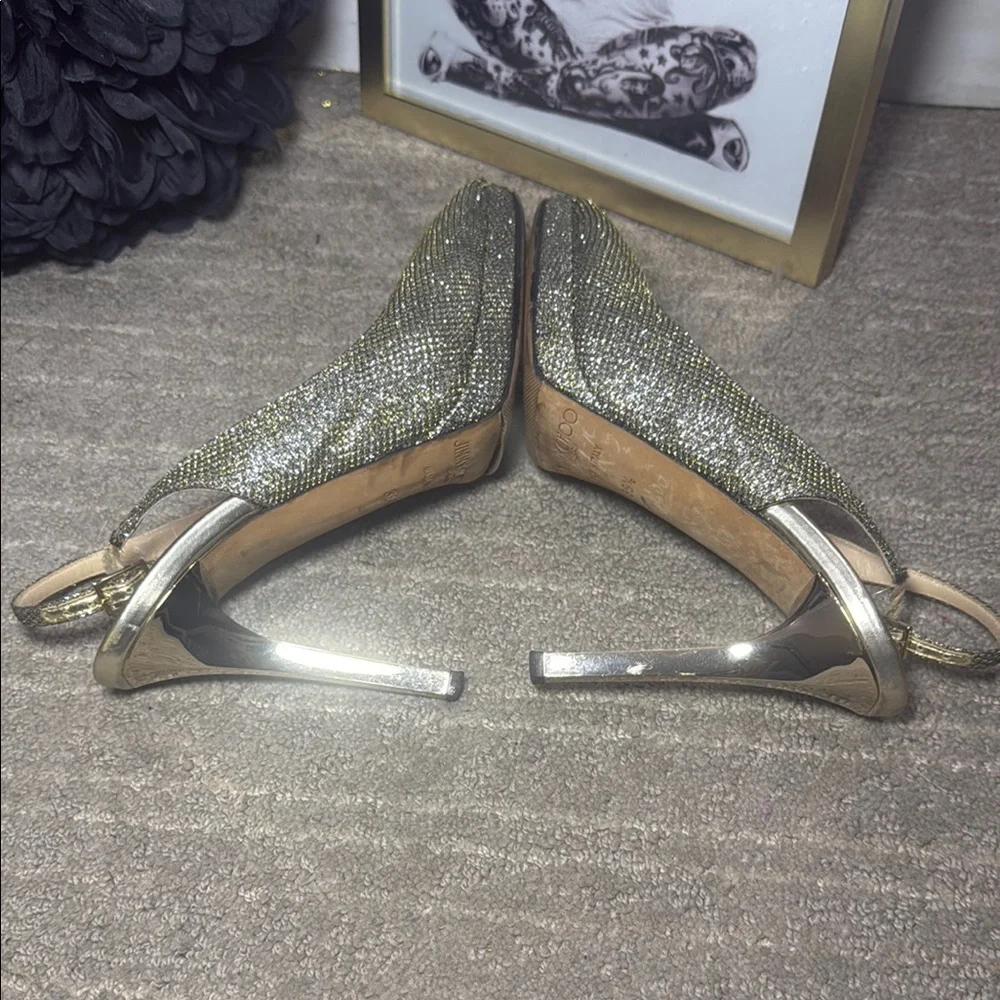 Jimmy Choo Gold Slingback Heels - Picture 10 of 10